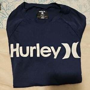 Hurley Deep Blue Rashguard with White Logo Shortsleeve